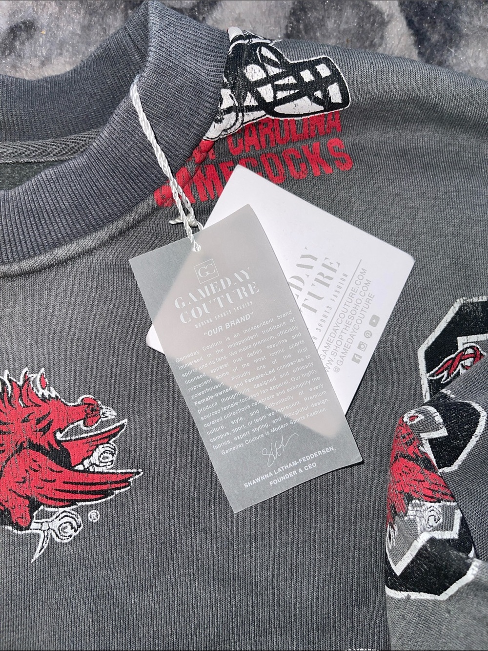 Game day Couture Gray South Carolina Gamecocks Allover Print Crewneck Sweatshirt - Picture 5 of 8